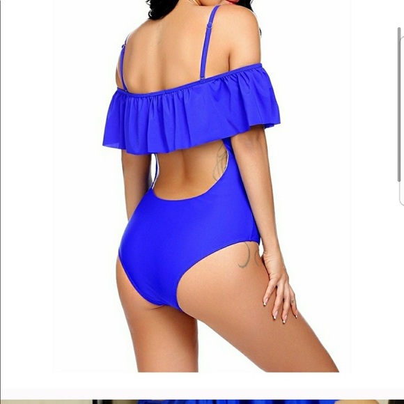 Blue fringe monikini swimsuit quality - Picture 3 of 4